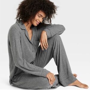 NWT! PANTS ONLY Womens Cozy Ribbed Pj pants Auden Dark gray, Size XXL